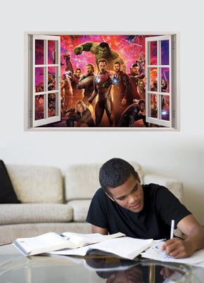 Autocollant mural de fenêtre 3D Avengers J1257