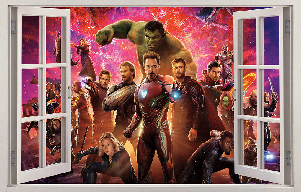 Autocollant mural de fenêtre 3D Avengers J1257