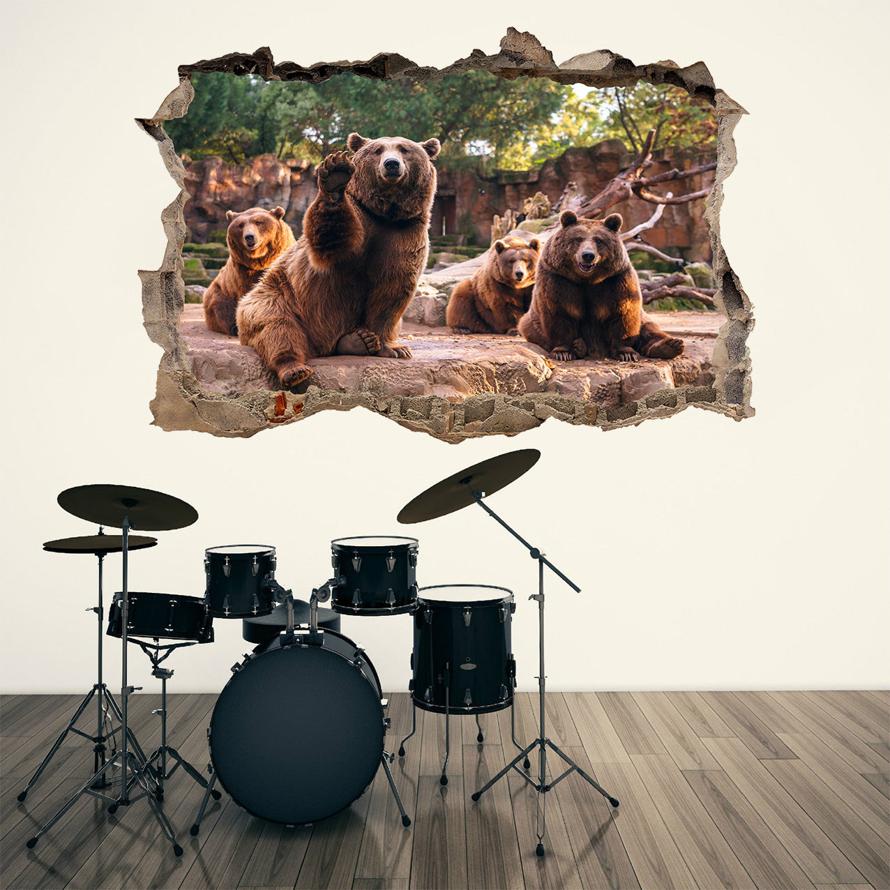 Ours 3D cassé cassé sticker mural autocollant J1271