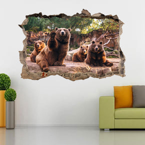 Ours 3D cassé cassé sticker mural autocollant J1271