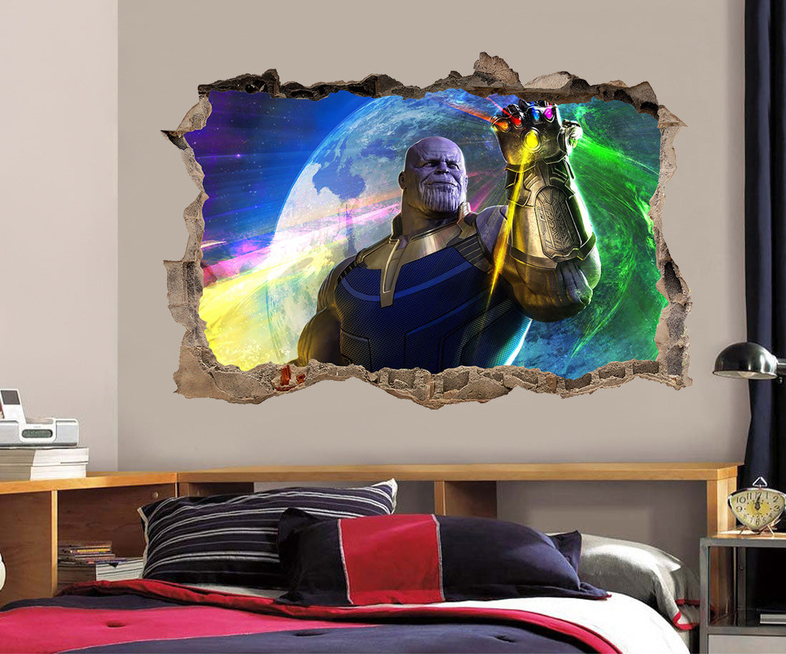 Thanos Infinity Stones 3D Smashed Cassé Sticker Mural Autocollant J1276