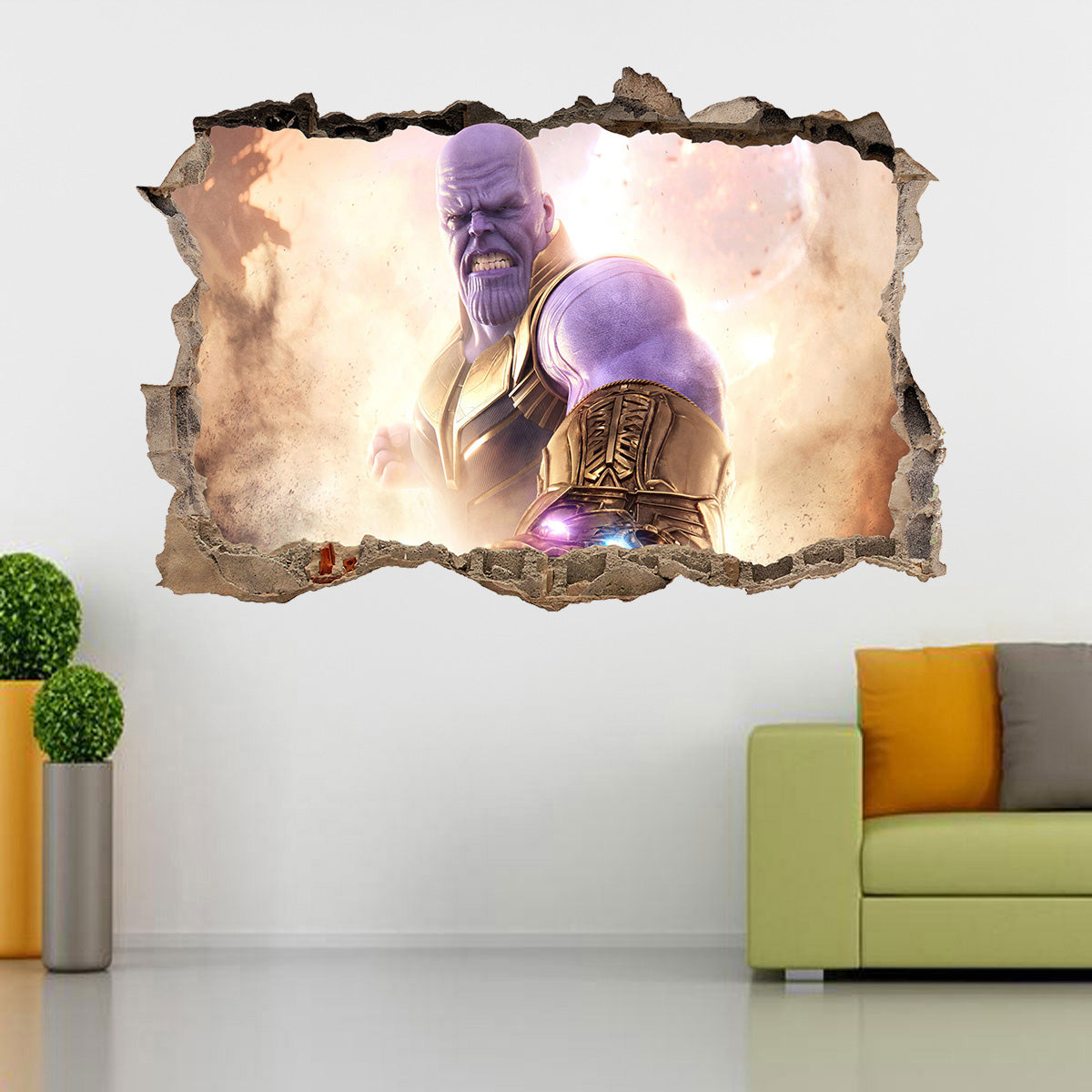 Thanos 3D Smashed Broken Decal Wall Sticker J1277