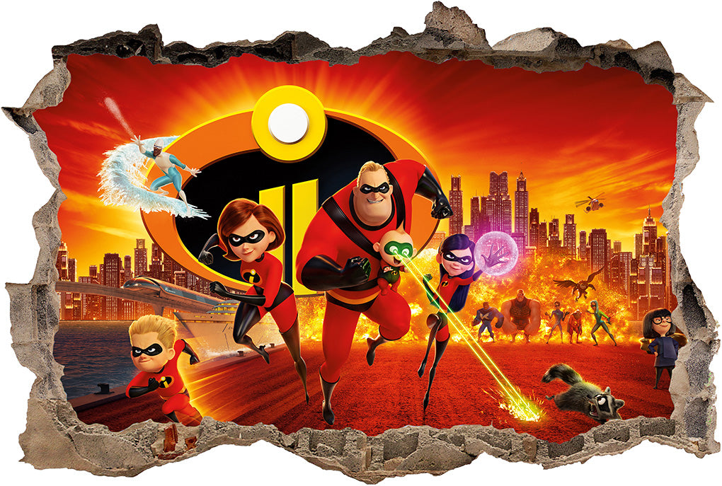 The Incredibles Disney 3D Smashed Broken Decal Wall Sticker J1280