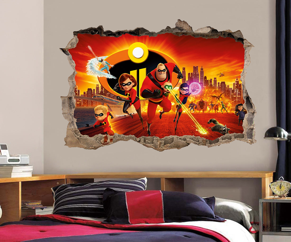 The Incredibles Disney 3D Smashed Broken Decal Wall Sticker J1280