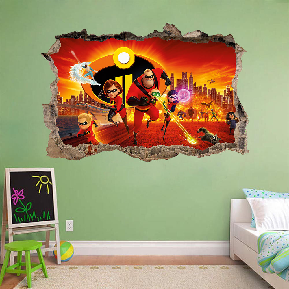 The Incredibles Disney 3D Smashed Broken Decal Wall Sticker J1280