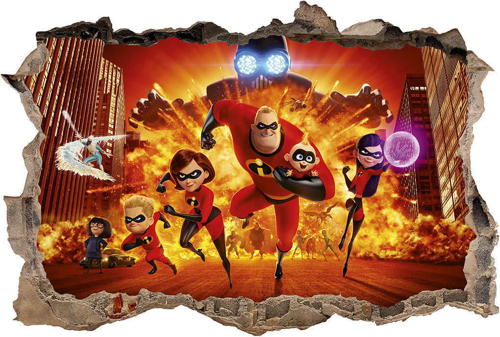The Incredibles 3D Smashed Broken Decal Wall Sticker J1286