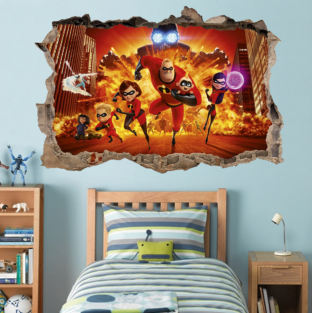 The Incredibles 3D Smashed Broken Decal Wall Sticker J1286
