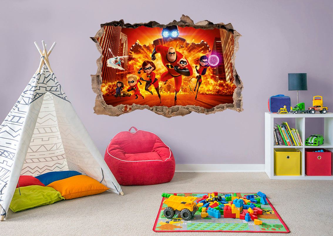 The Incredibles 3D Smashed Broken Decal Wall Sticker J1286