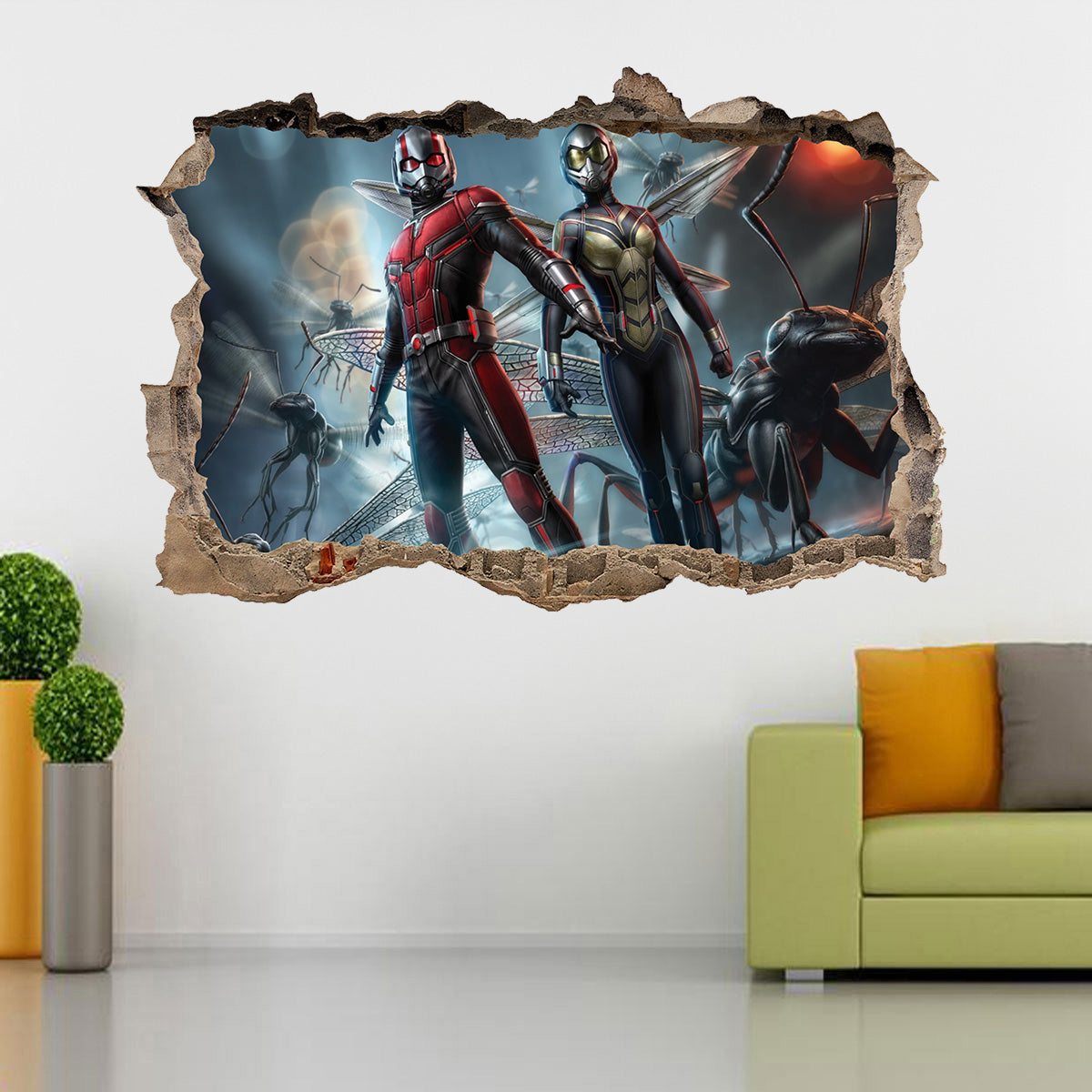Ant Man 3D Smashed Broken Decal Wall Sticker J1292