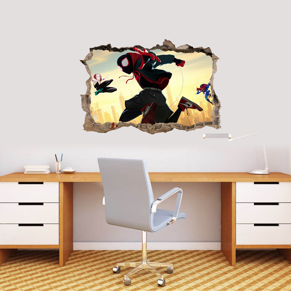 Spider-Man Into The Spider Verse 3D Smashed Broken Decal Wall Sticker J1346