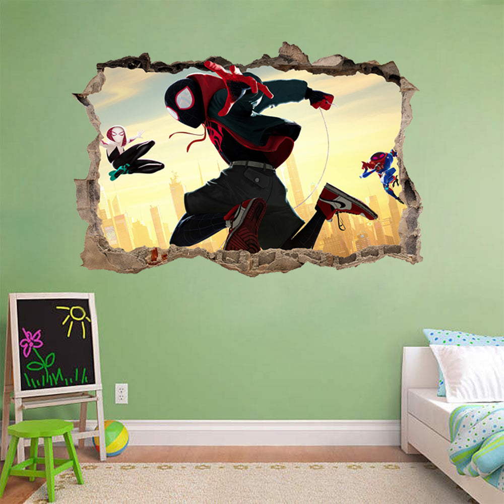 Spider-Man Into The Spider Verse 3D Smashed Broken Decal Wall Sticker J1346