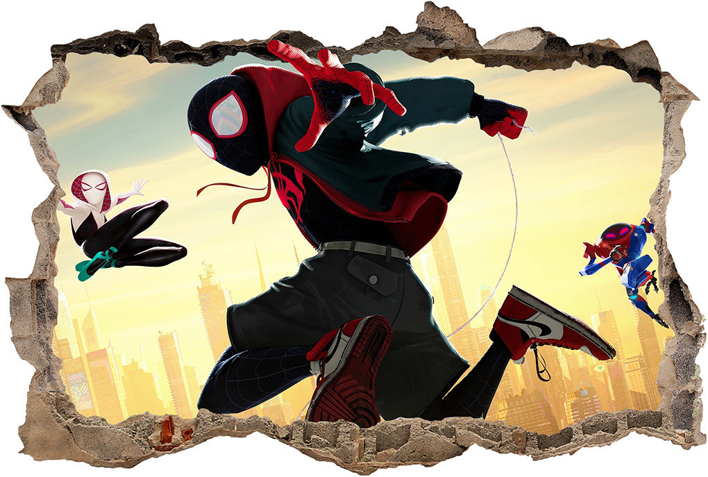 Spider-Man Into The Spider Verse 3D Smashed Broken Decal Wall Sticker J1346