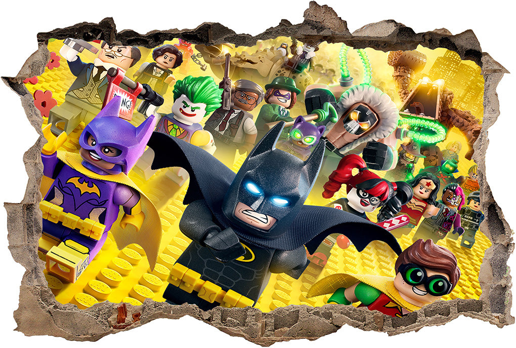 Lego Batman Movie 3D Smashed Broken Wall Illusion Decal Wall Sticker J140