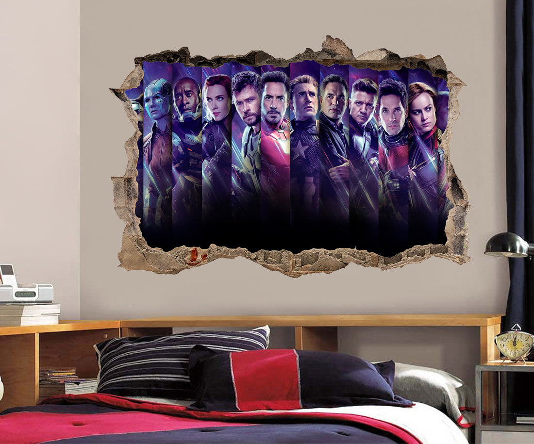 The Avengers Marvel Super Heroes 3D Smashed Broken Decal Wall Sticker J1411