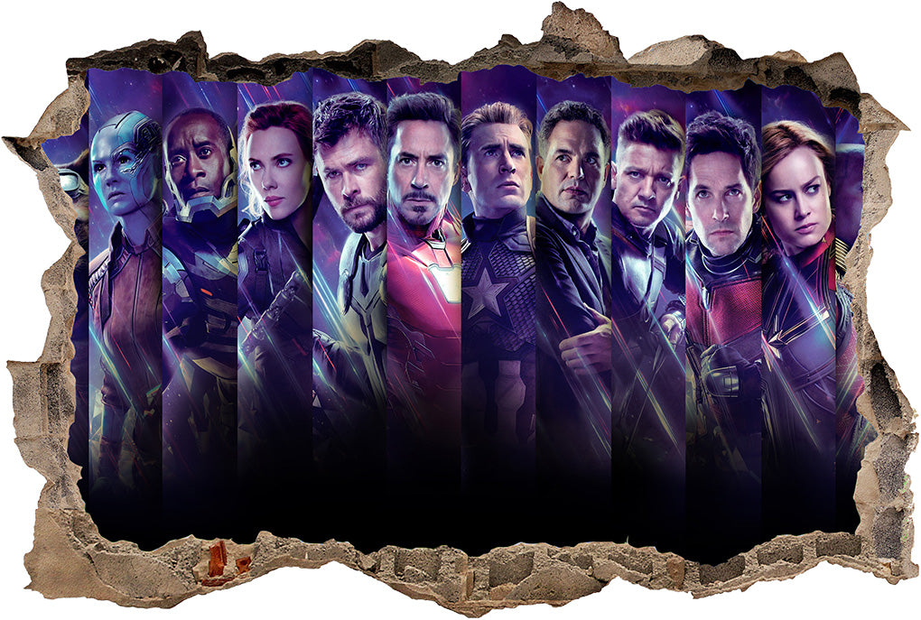 The Avengers Marvel Super Heroes 3D Smashed Broken Decal Wall Sticker J1411
