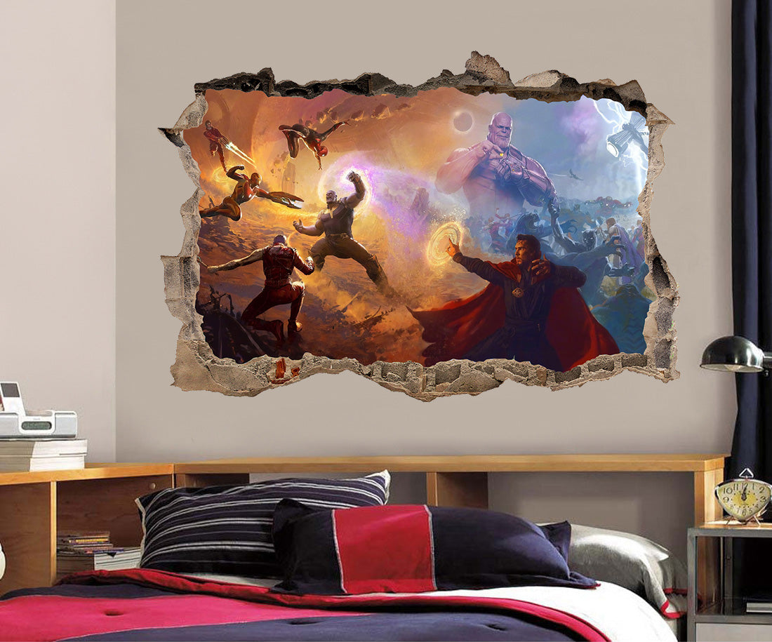 The Avengers Marvel Super Heroes 3D Smashed Broken Decal Wall Sticker J1416