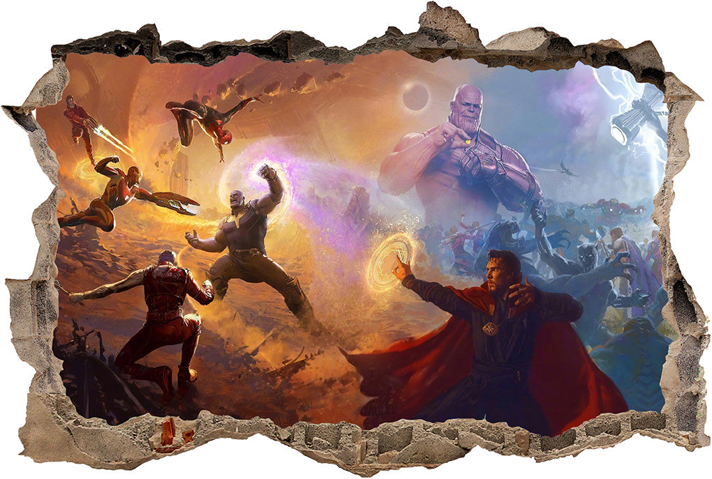 The Avengers Marvel Super Heroes 3D Smashed Broken Decal Wall Sticker J1416