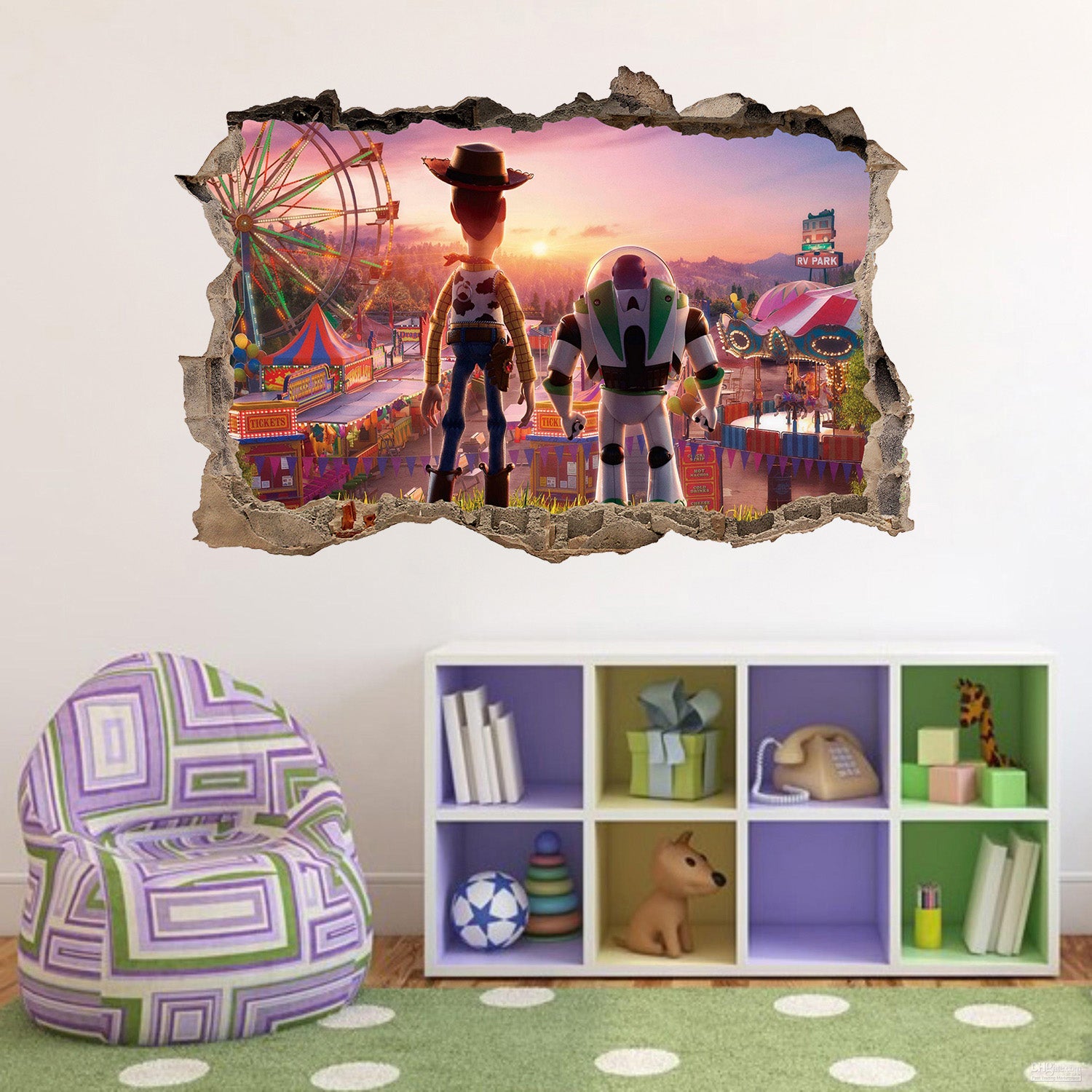 Toy Story Buzz Woody 3D Smashed Broken Decal Wall Sticker J1434