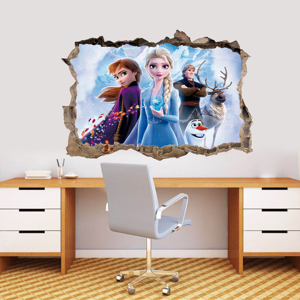 Autocollant mural autocollant 3D cassé cassé congelé J1462