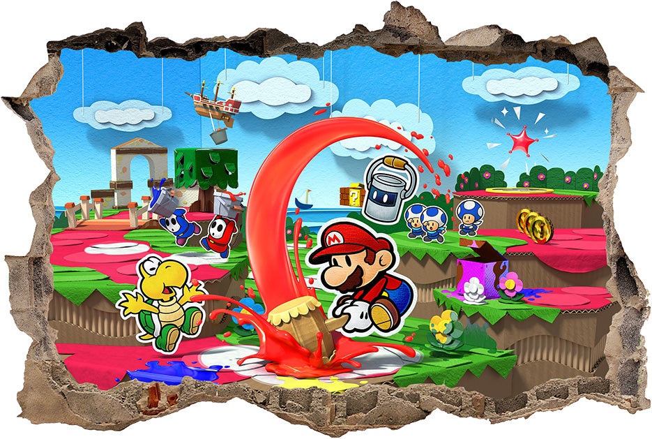 Paper Mario 3D Smashed Broken Wall Sticker Decal 1509