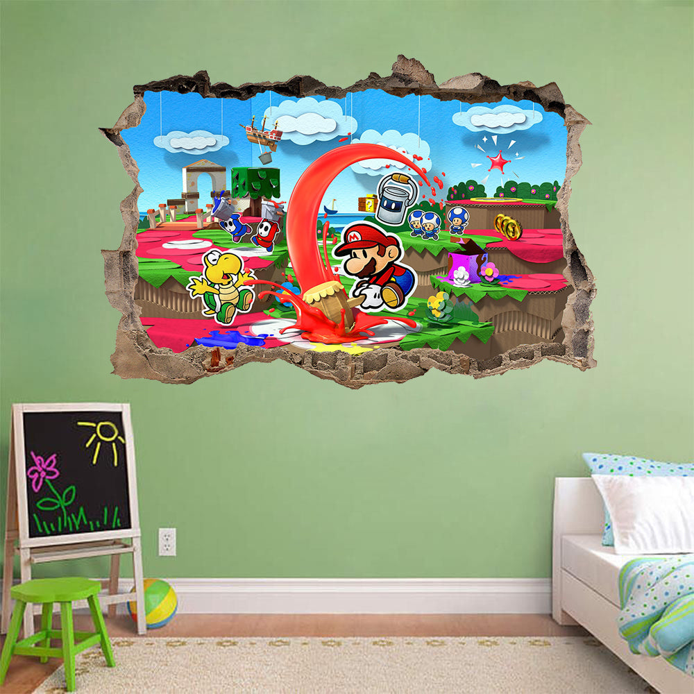 Paper Mario 3D Smashed Broken Wall Sticker Decal 1509