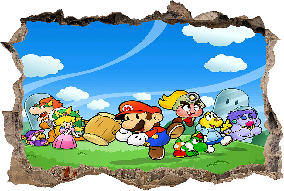 Paper Mario 3D Smashed Broken Wall Sticker Decal J1510