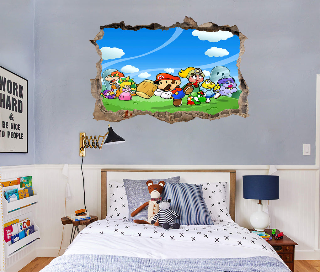 Paper Mario 3D Smashed Broken Wall Sticker Decal J1510