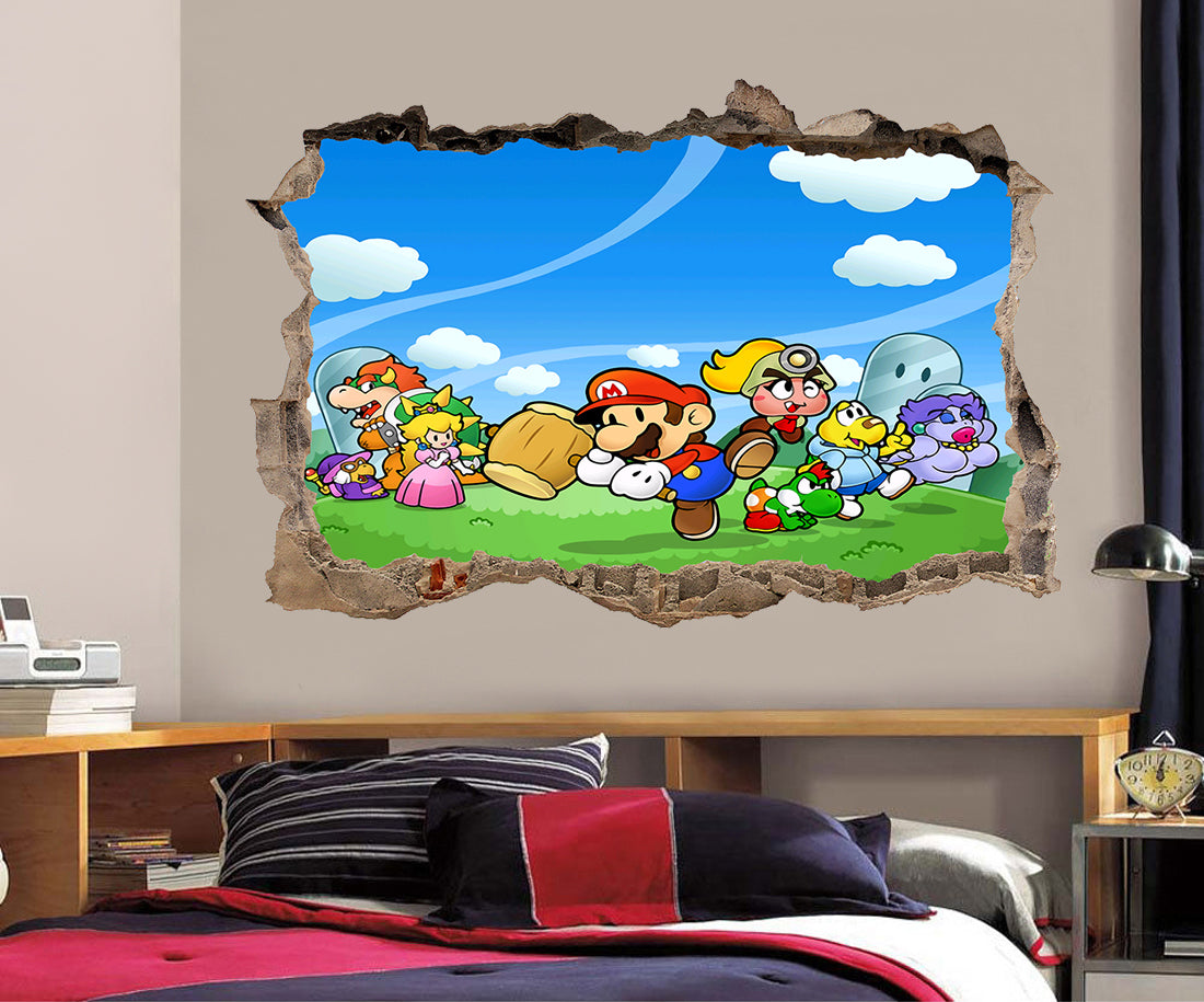 Paper Mario 3D Smashed Broken Wall Sticker Decal J1510