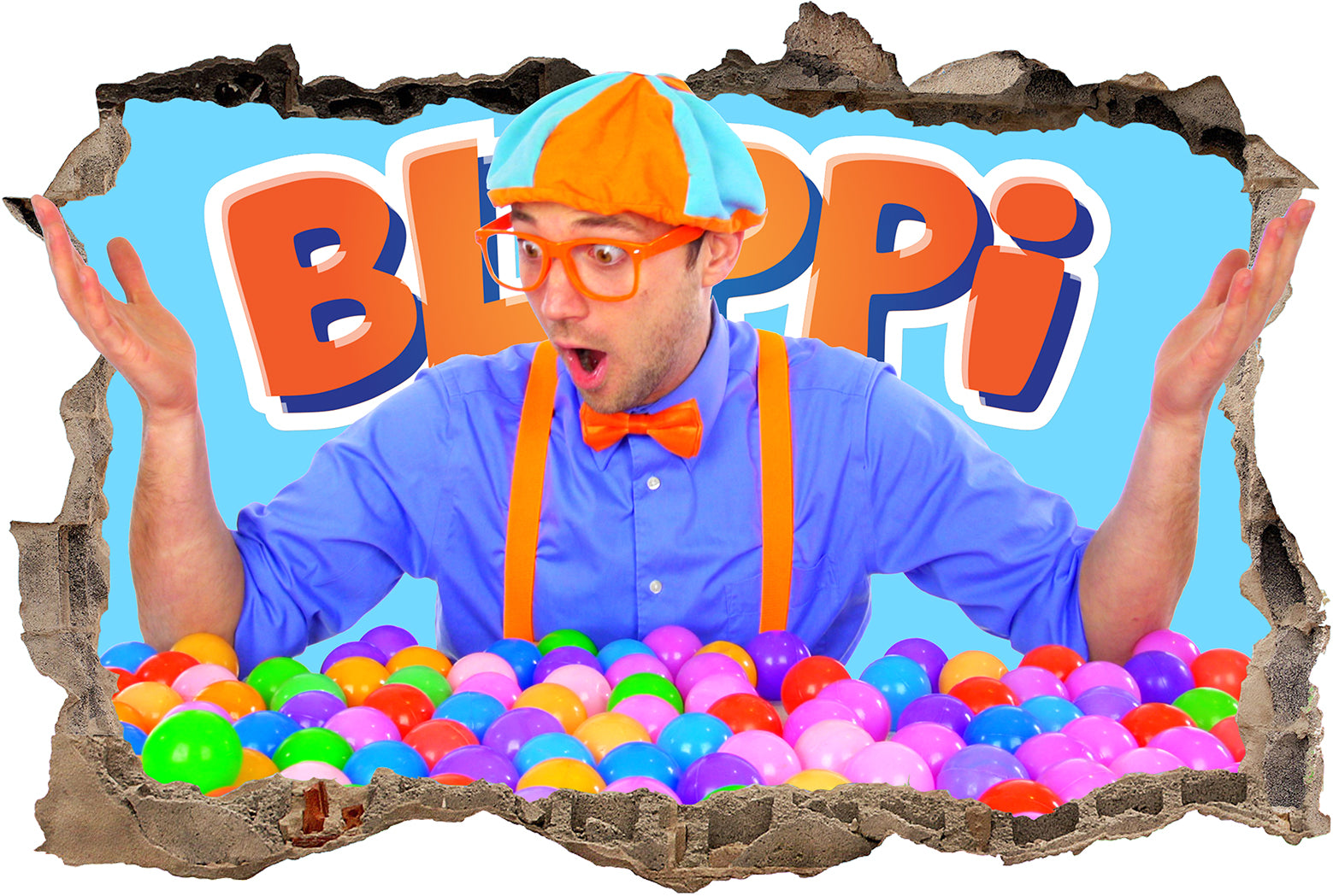 Blippi 3D Smashed Broken Decal Wall Sticker J1514