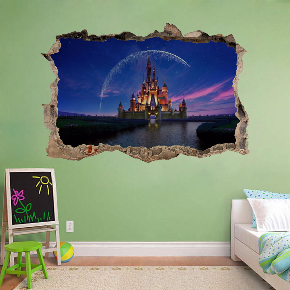 Disney Castle Magical 3D Smashed Broken Decal Wall Sticker J187