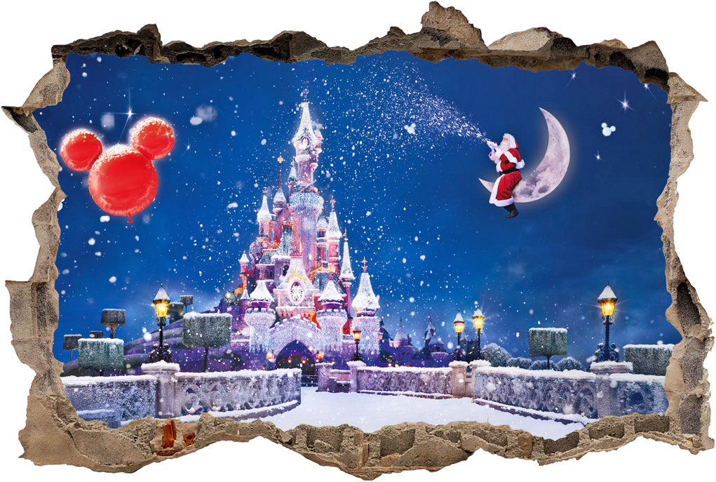 Christmas Disney Castle 3D Smashed Broken Decal Wall Sticker J188