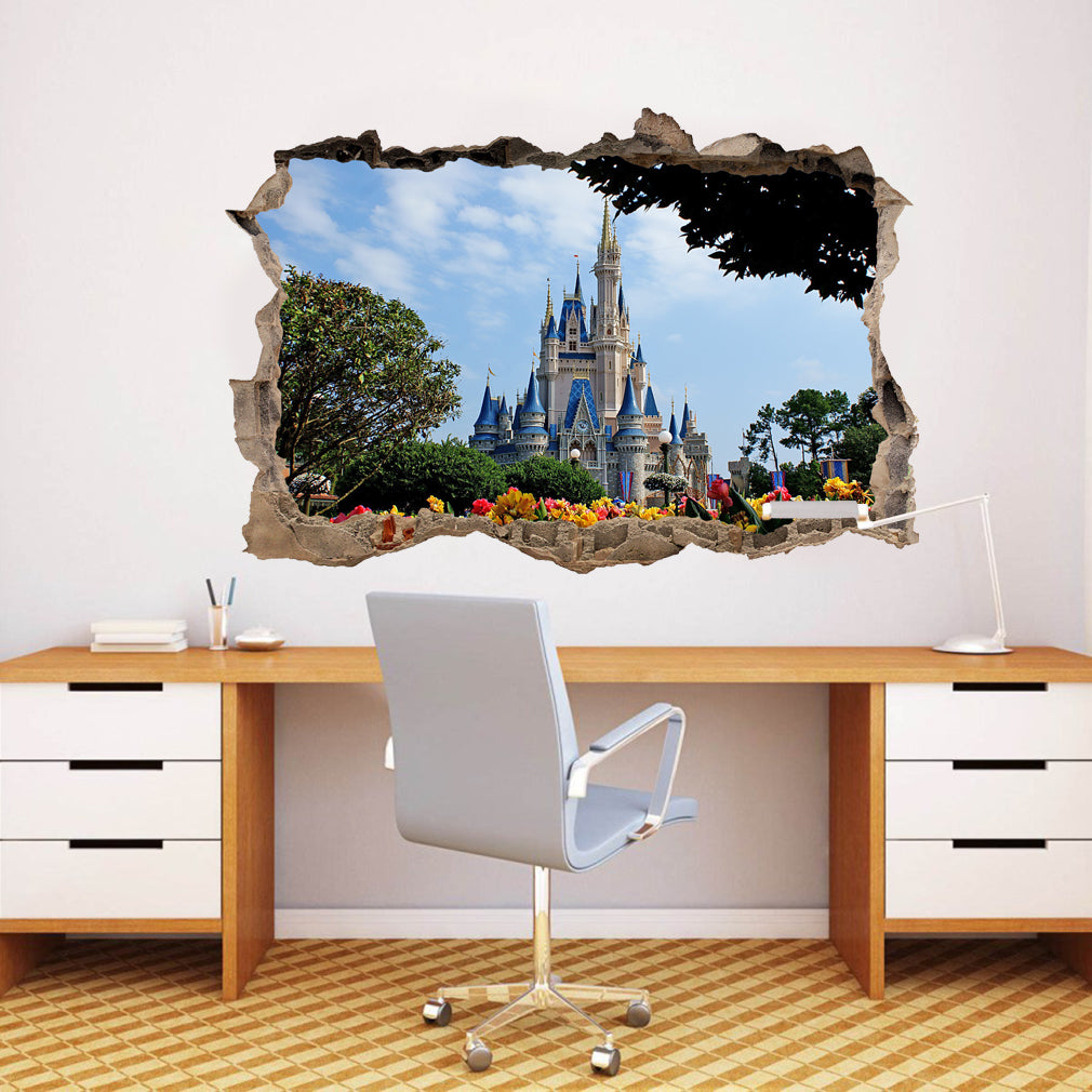 Disney Castle 3D Smashed Broken Decal Wall Sticker J189