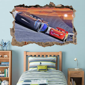 Lightning McQueen & Jackson Storm 3D Smashed Broken Decal Wall Sticker J214