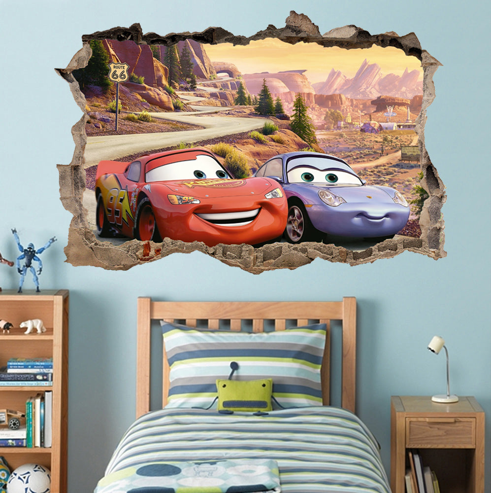 Cars Movie 3D Smashed Broken Decal Wall Sticker J215