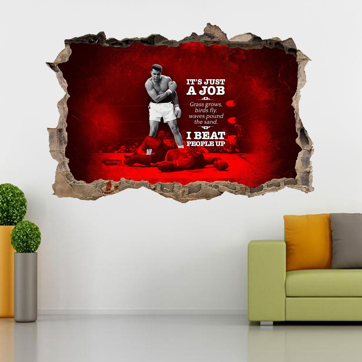 Muhammad Ali Inspirational 3D Smashed Wall Sticker Decal J221