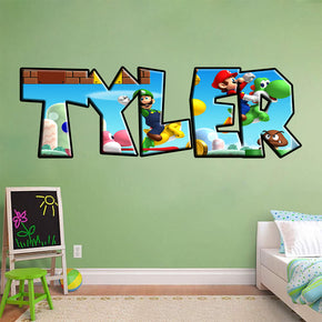 Super Mario Bros Personalized Custom Name Wall Sticker Decal J237