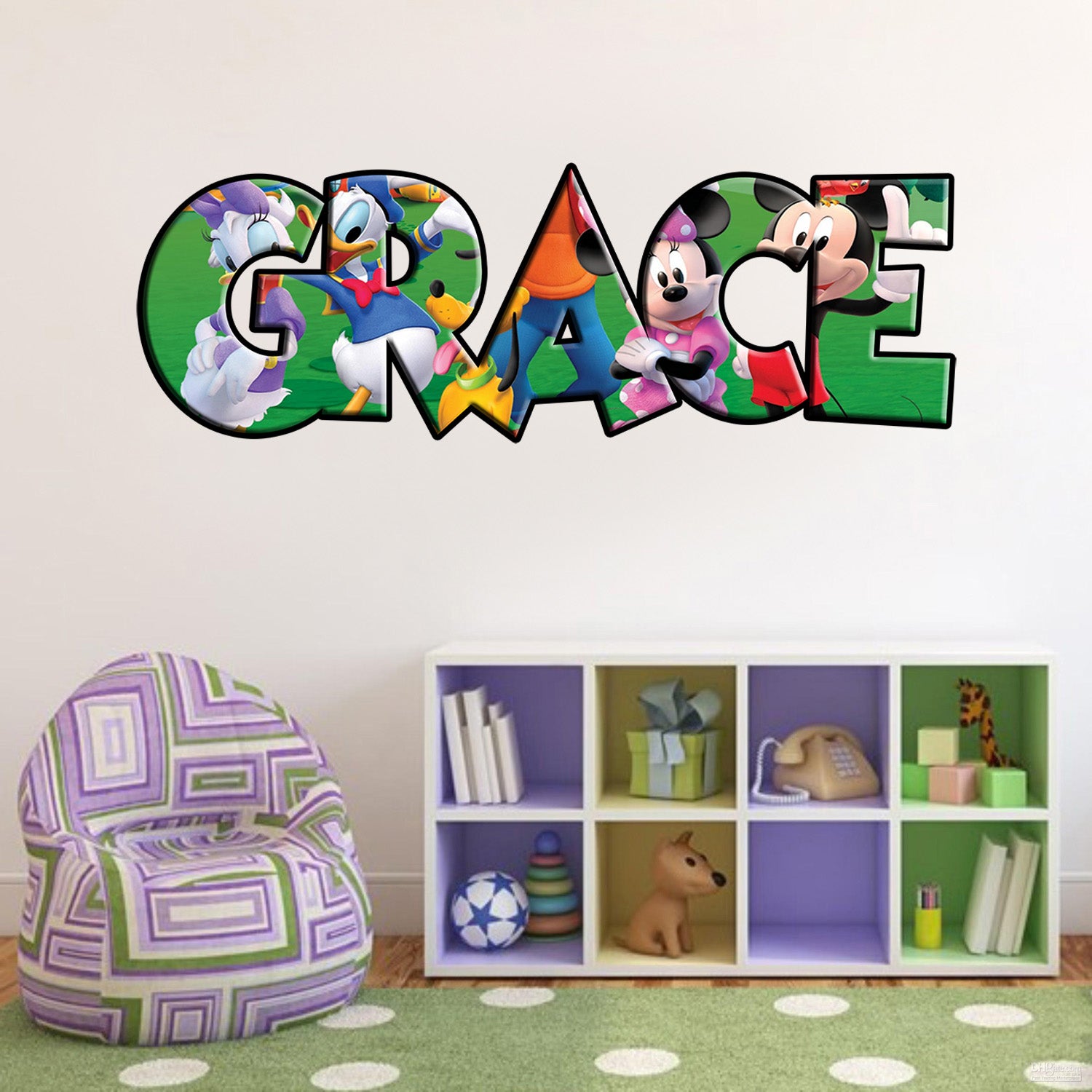 Mickey & Friends Personalized Custom Name Wall Sticker Decal J239