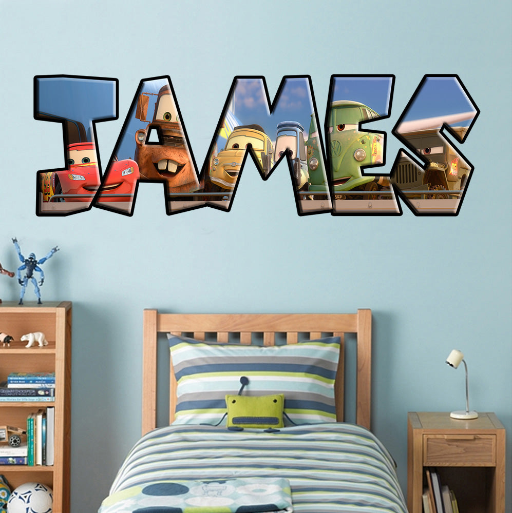 Cars Movie Personalized Custom Name Wall Sticker Decal J244