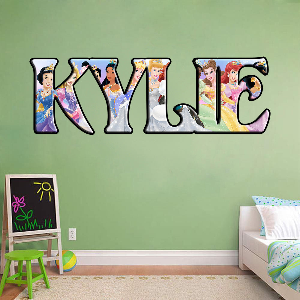 Disney Princess Personalized Custom Name Wall Sticker Decal J250