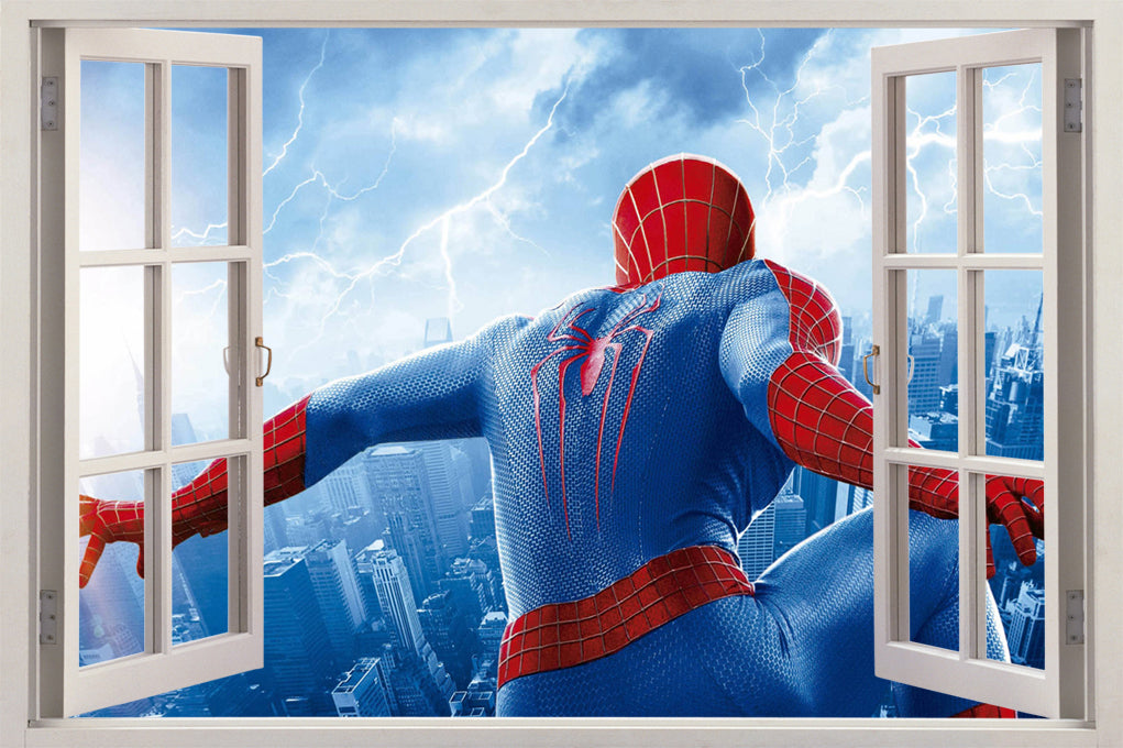 Spider-Man 3D Window View Wall Sticker Decal J268