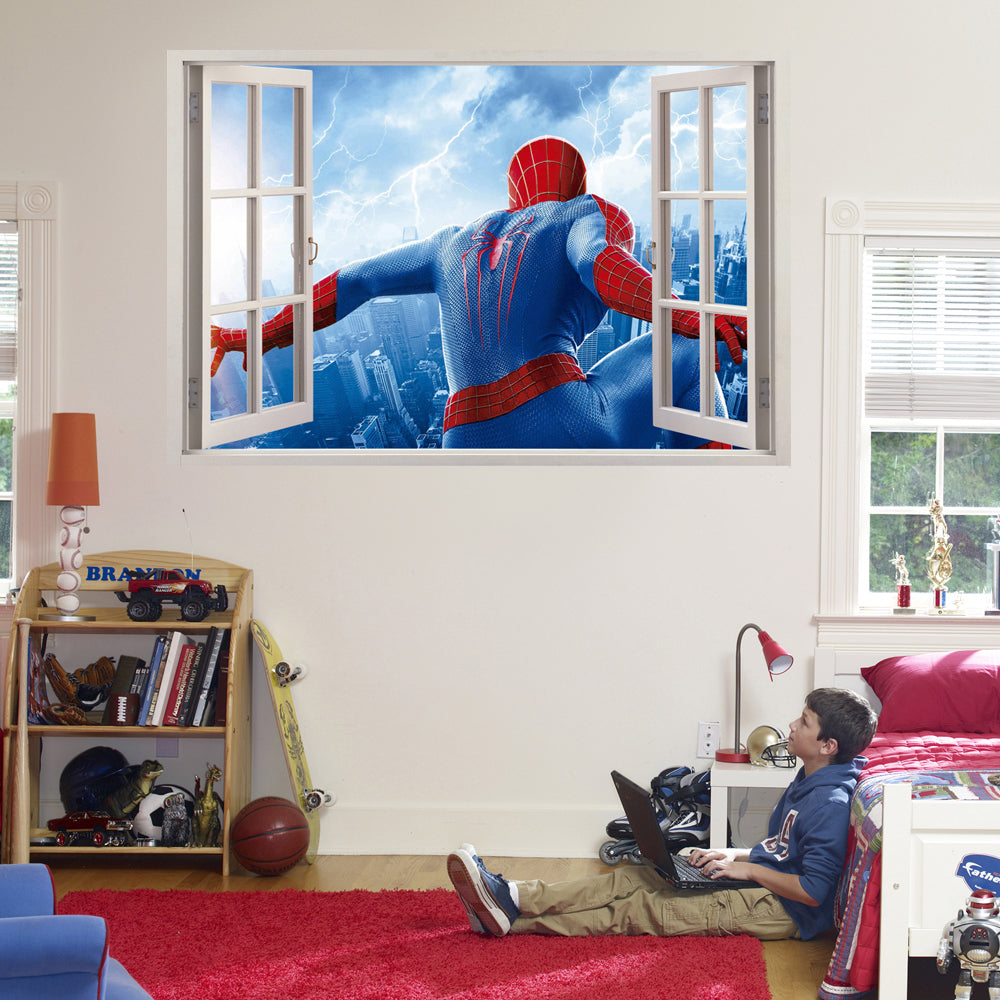 Spider-Man 3D Window View Wall Sticker Decal J268
