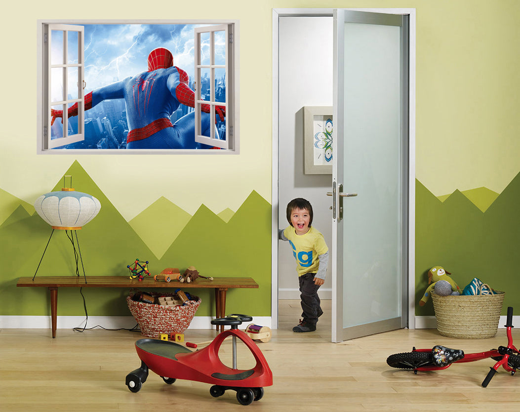 Spider-Man 3D Window View Wall Sticker Decal J268