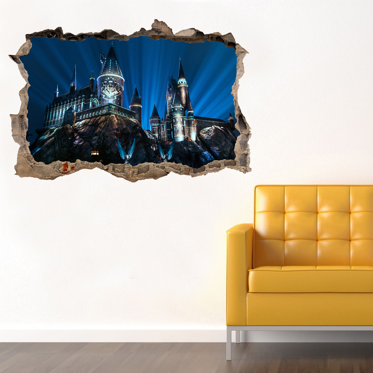Harry Potter Hogwarts Castle 3D Smashed Broken Decal Wall Sticker J280
