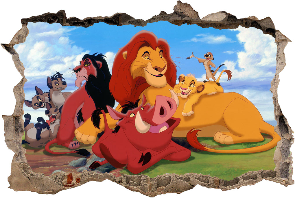The Lion King 3D Smashed Wall Illusion Decal Wall Sticker J283