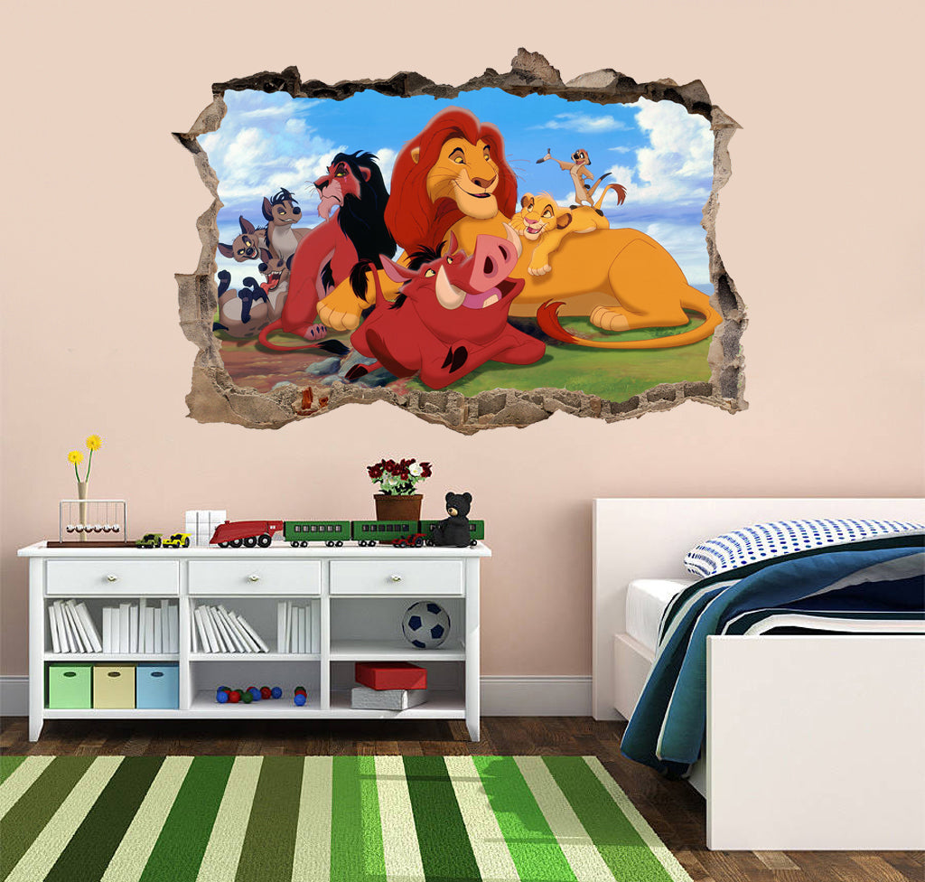 The Lion King 3D Smashed Wall Illusion Decal Wall Sticker J283