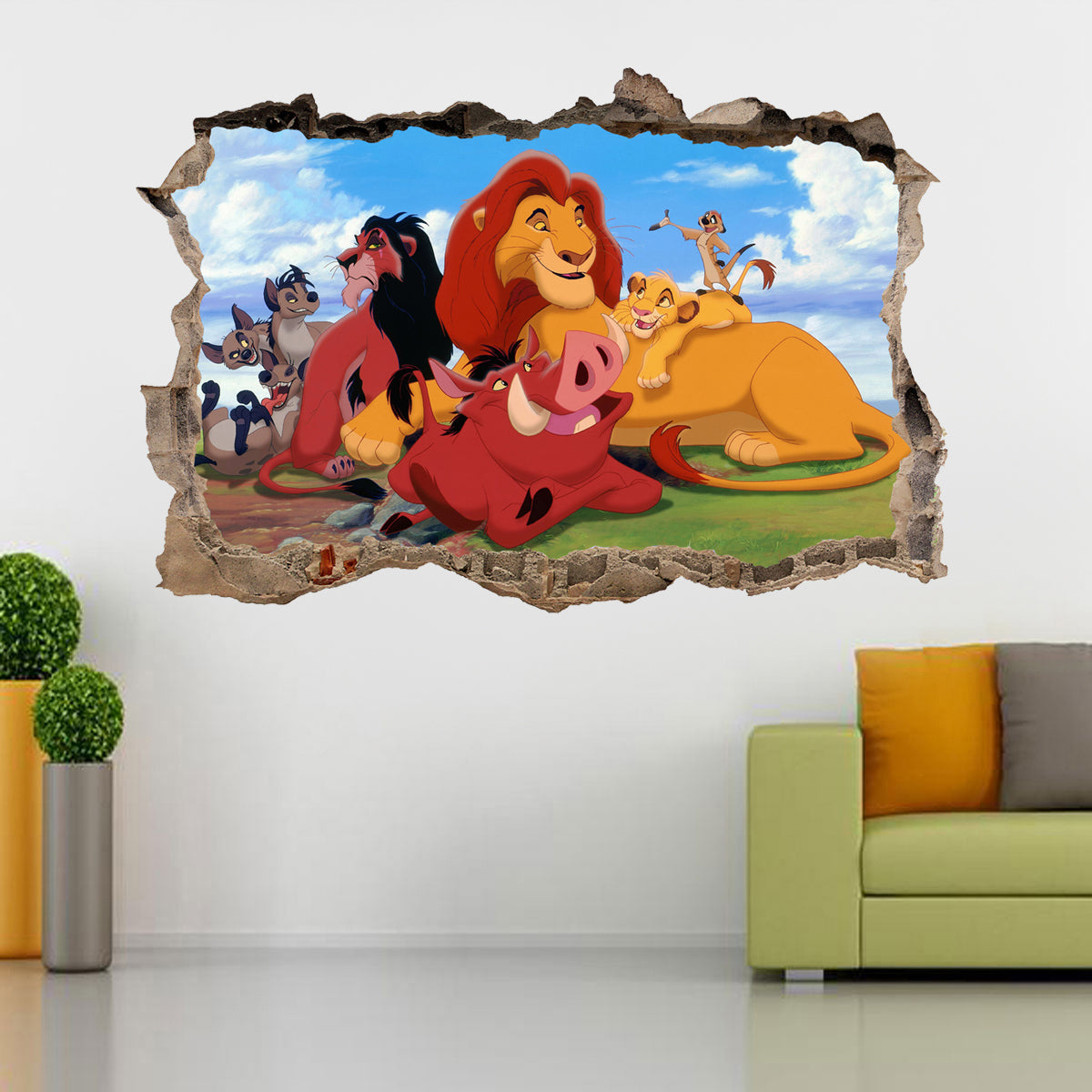 The Lion King 3D Smashed Wall Illusion Decal Wall Sticker J283