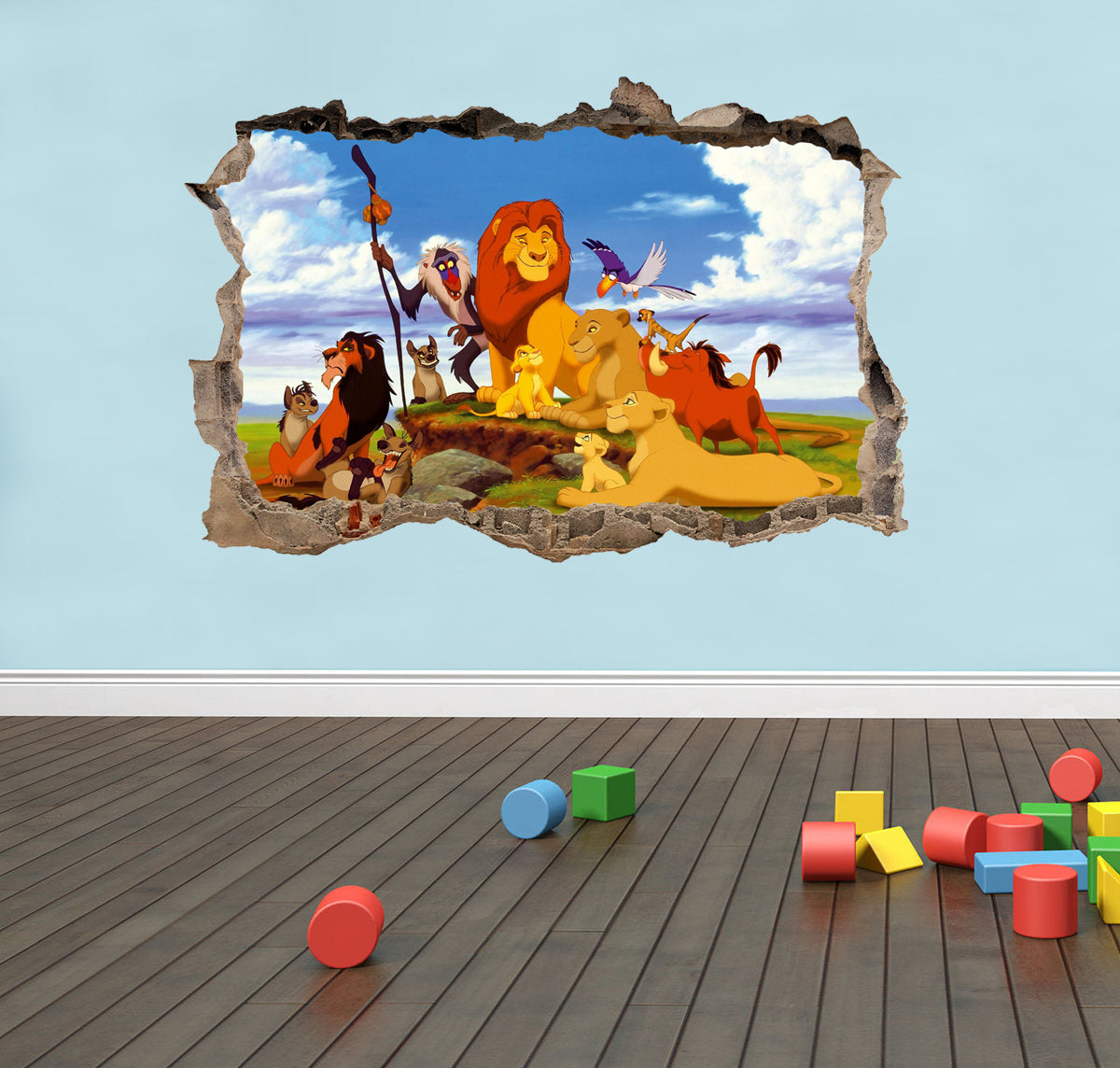 The Lion King 3D Smashed Wall Illusion Decal Wall Sticker J284
