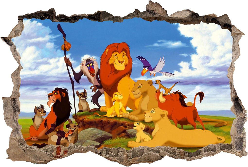 The Lion King 3D Smashed Wall Illusion Decal Wall Sticker J284