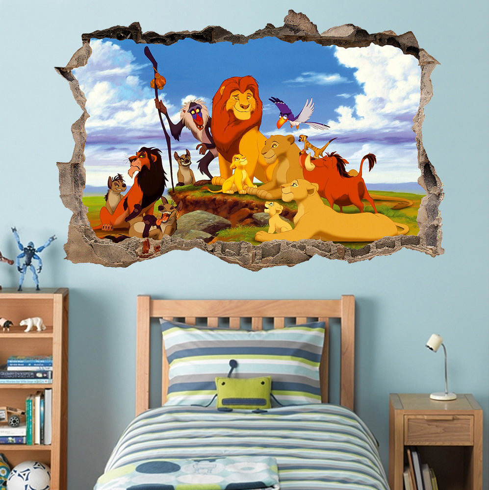 The Lion King 3D Smashed Wall Illusion Decal Wall Sticker J284