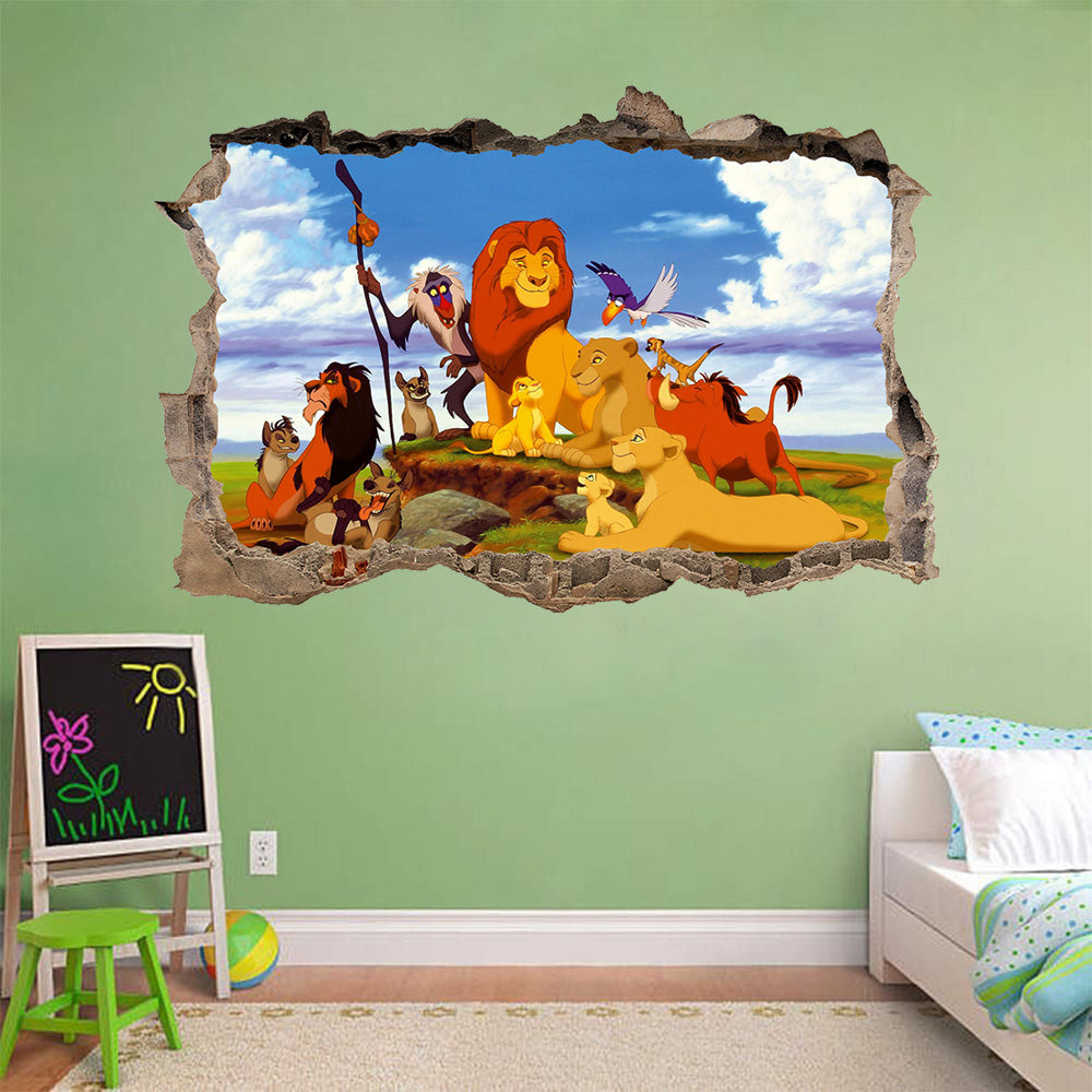 The Lion King 3D Smashed Wall Illusion Decal Wall Sticker J284